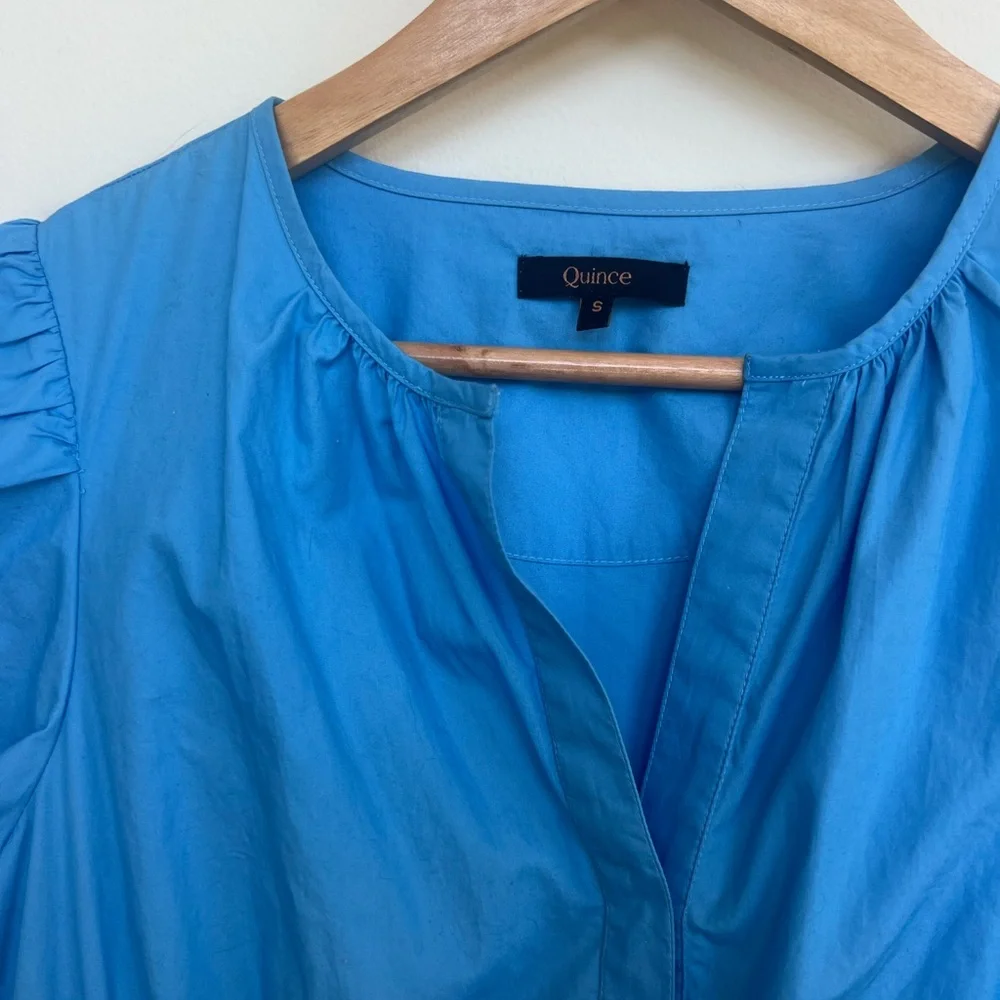 Quince Blue Organic Cotton Short Sleeve Sundress - Picture 4 of 7